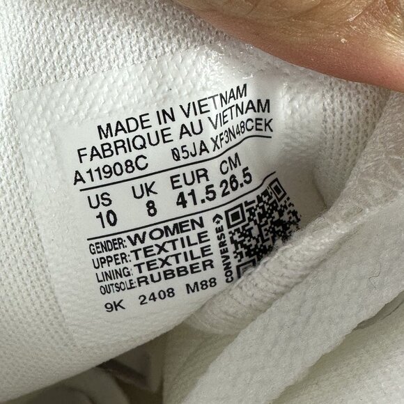 Converse CTAS Women's  size 10 White Canvas Wedge Shoes - Picture 8 of 8